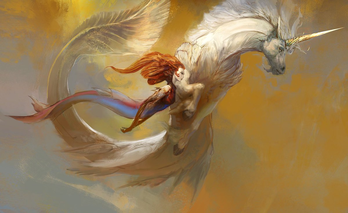 a mermaid and her unicamp #art #mermaid #unicorn #junicorn #illustration