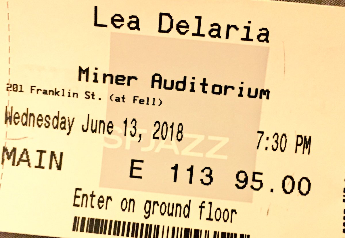 dinahwas's tweet photo. .@realleadelaria LOVED your show at SF Jazz tonight. Saw you @ Valencia Rose once upon a time when bro .@AlecMapa was also on bill. Your band really swings! #tooshytosayhello https://t.co/JyoVBw0yAc