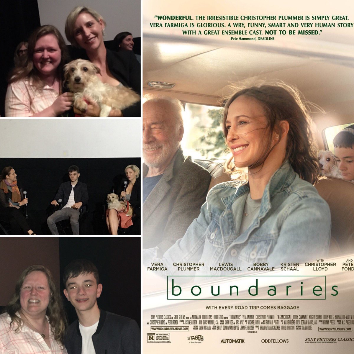 jee00's tweet photo. Thanks ⁦⁦@AlliedIMChicago⁩ #SonyPicturesClassics ⁦@chifilmfest⁩ for tonight’s #BoundariesMovie screening and Q&amp;A with ⁦@lewismacdougall⁩ #ShanaFeste &amp;  #Loretta  ⁦@VeraFarmiga⁩ MacDougall &amp; #ChristopherPlummer are terrific #WidescreenWednesday 🎬🎞📽🍿 https://t.co/Sqcmi5uBhX