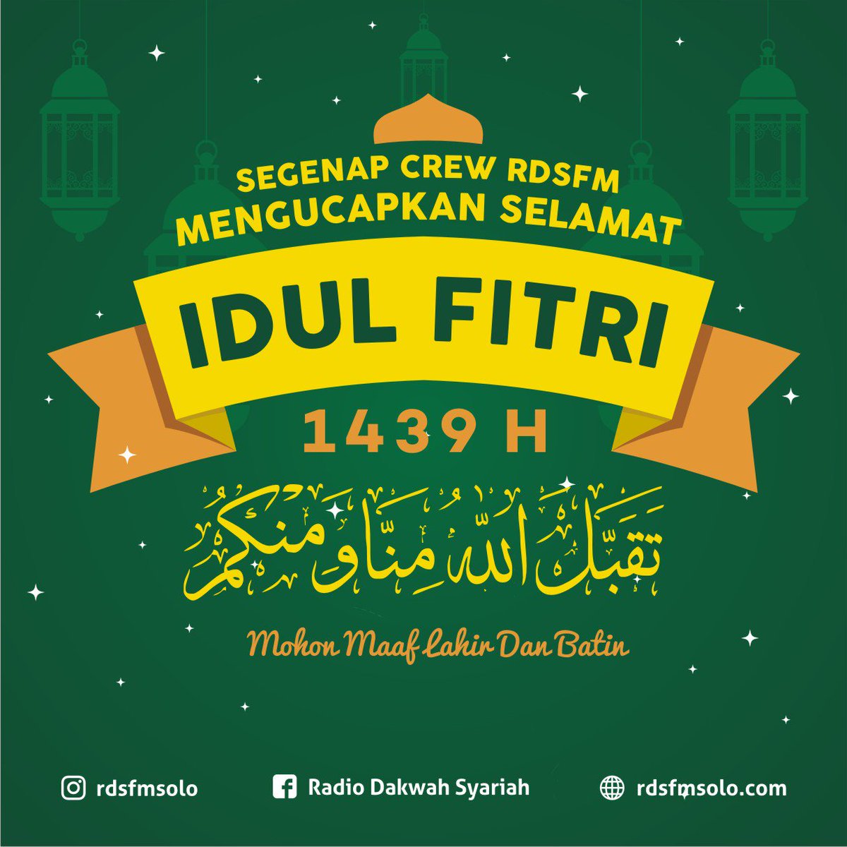 radiordsfm's tweet photo. Semoga Amal Ibadah Kita Diterima. Selamat Idul Fithri 1439 Tweeps! 🙏 https://t.co/kMUcI3MQgO