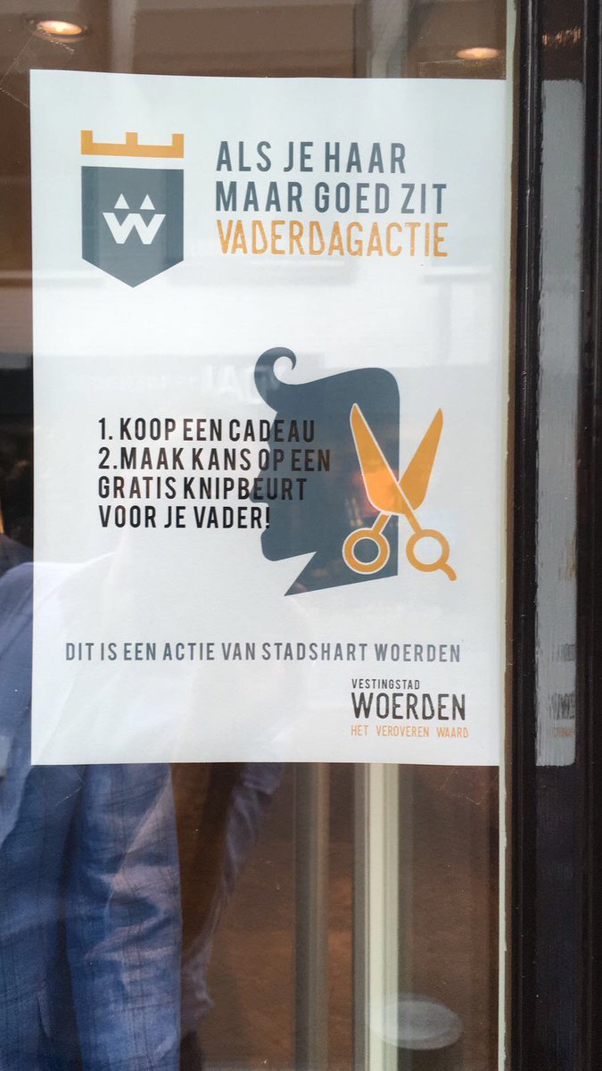 #alsjehaarmaargoedzit Scoor een van die leuke vaderdag cadeau’s en win een gratis knipbeurt voor je vader! Je herkent de deelnemende winkels aan deze poster:
