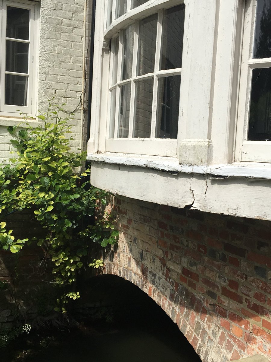 PaintingMb's tweet photo. Morning all. Any suggestions for this? Sill will have 2 pac filler and strip under needs replacing but it’s an old mill and that’s a river through the arch. Scaffolding or hang out the window. #mill #decorating #painting #paintinganddecorating https://t.co/DigPFeO5sd