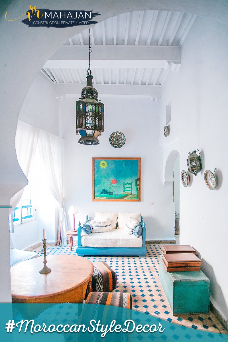 3 Tips to nail #Moroccon #homedecor :-
1) Pick colours which draws inspiration from Morocco's landscape
2) Set Sofas &amp;, tables low to the ground, to make them look inviting
3) Opt for intricate mosaic or terra cotta tile details
4) Drape luxurious fabrics from the window frame