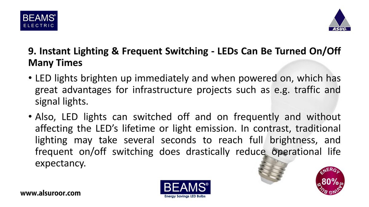 BeamsElectric's tweet photo. Top 10 Benefits of BEAMS LED Lighting #BEAMS #LED #Bulbs #Lighting #BeamsElectric #BeamsLighting #BeamsLED #BeamsBulbs #BeamsLEDBulbs #BeamsLight #BeamsEnergy #BeamsPower #BEAMSLEDLighting (part 3 of 3) https://t.co/nvwBs8275r
