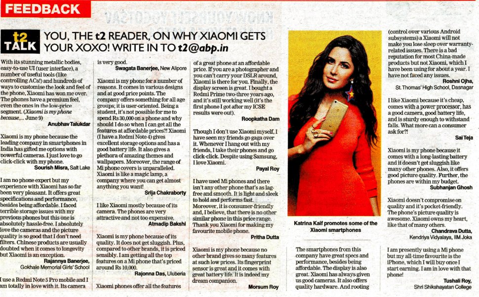 Telegraph (<a href="/t2telegraph/">t2</a>) asked Mi Fans - "Why do you ❤️ #Xiaomi?"

This is what they responded! My favourite one: "Xiaomi does not compromise on quality. It's pocket friendly. The phone's picture quality is awesome. <a href="/XiaomiIndia/">Xiaomi India</a> owns my heart!"

Awww! We love you too 🧡💚💙