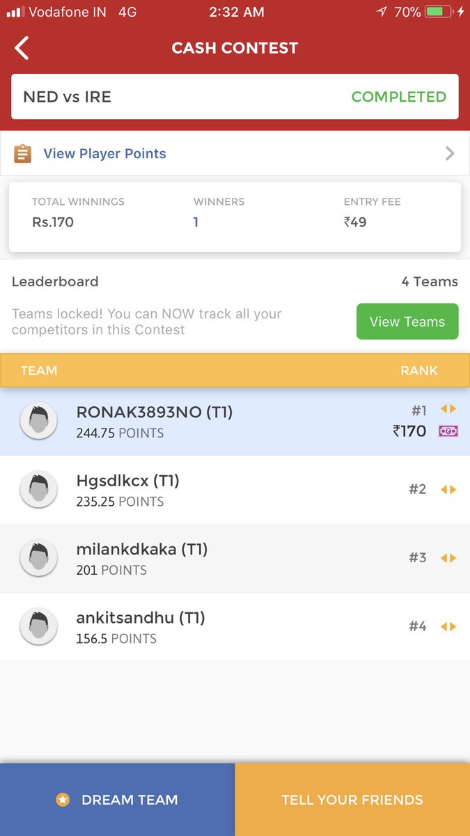 ViratKohli_007's tweet photo. #NEDvsIRE Won All Contest 😍❣️ Also Those Who Won With Our Team #PlzzPostWinnings 😊❣️ Congrats All ❣️🎖#IPL #Dream11 #ENGODD #England 😊❣️ #FIFA #CONGRATS ALL ❤️ https://t.co/LkTiDY2LTQ