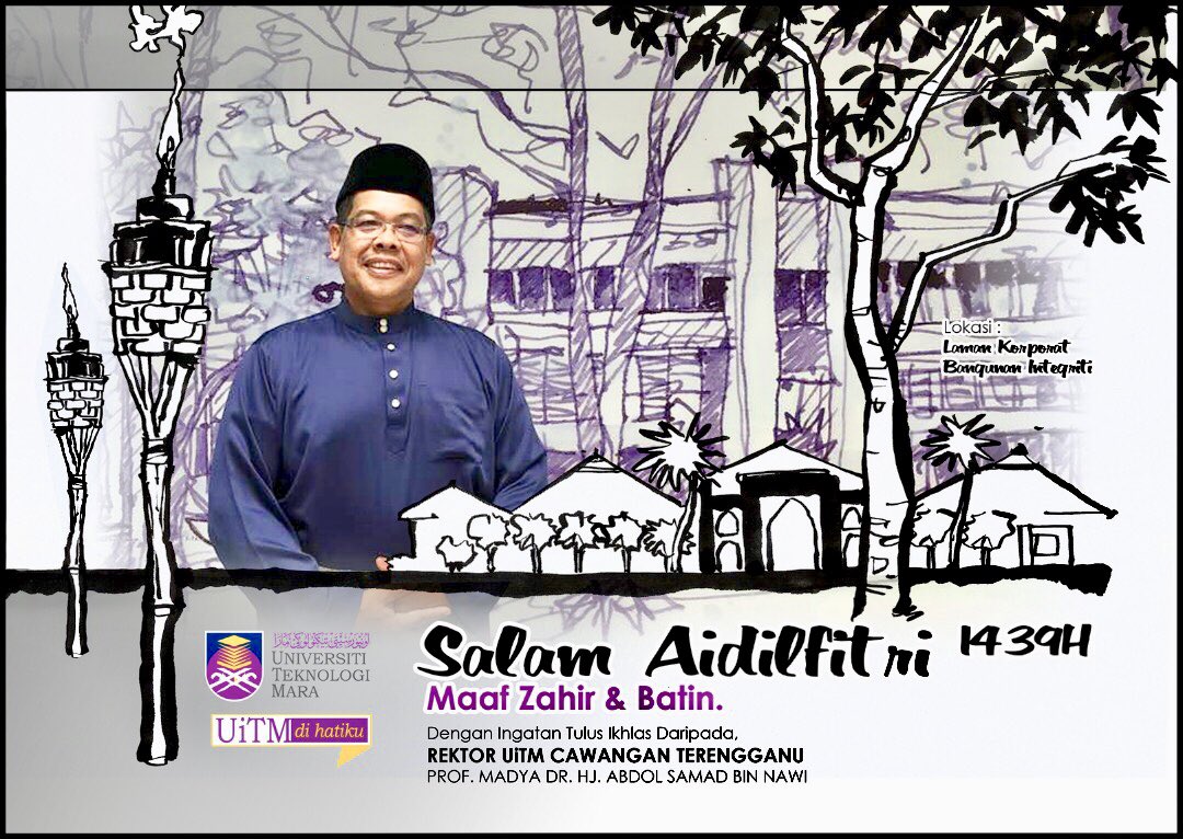 uitm_terengganu's tweet photo. Selamat menyambut Hari Raya Aidilfitri, maaf zahir dan batin kepada seluruh Umat Islam. Hati-hati ketika dijalanraya. 

Dengan ingatan tulus ikhlas daripada Rektor UiTM Cawangan Terengganu https://t.co/Ms5d5aTsyR