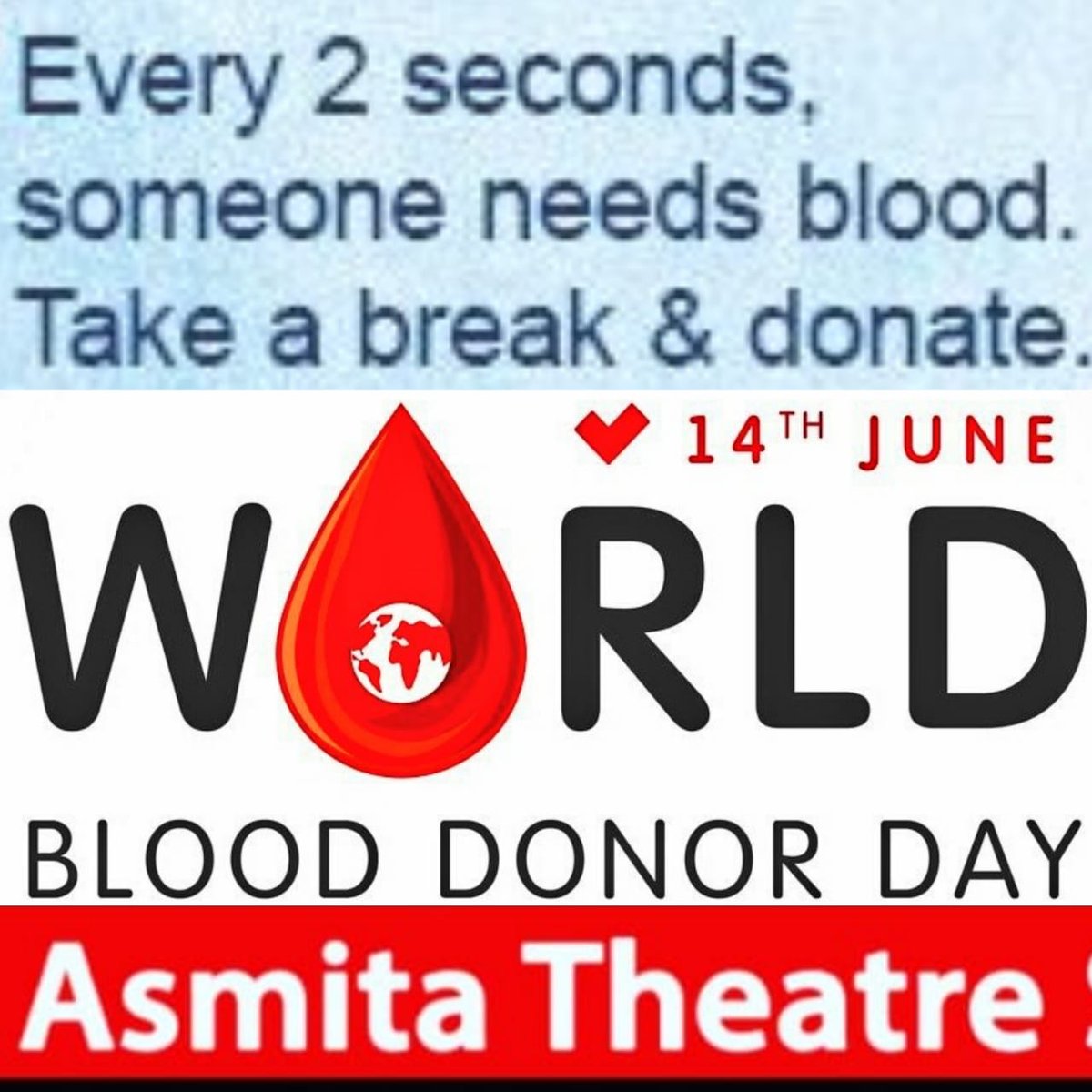 AsmitaTheatre's tweet photo. अस्मिता थियेटर के एक्टरों ने #जिंदगी नुक्कड़ नाटक के बाद सामूहिक रक्तदान किया। रक्तदान के लिए जागरुकता अभियान #अस्मिताथियेटर का #नुक्कड़नाटक #Zindagi #Delhi #blooddonation  #WorldBloodDonorDay #AsmitaTheatre #BloodMatters 
Street Play Zindagi written and directed by #ArvindGaur https://t.co/Jf9eyf6aSe