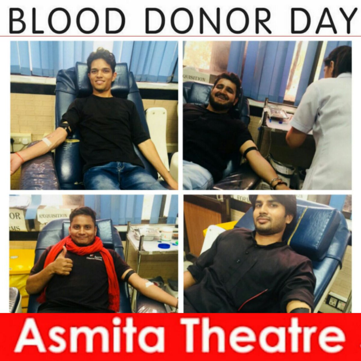 AsmitaTheatre's tweet photo. अस्मिता थियेटर के एक्टरों ने #जिंदगी नुक्कड़ नाटक के बाद सामूहिक रक्तदान किया। रक्तदान के लिए जागरुकता अभियान #अस्मिताथियेटर का #नुक्कड़नाटक #Zindagi #Delhi #blooddonation  #WorldBloodDonorDay #AsmitaTheatre #BloodMatters 
Street Play Zindagi written and directed by #ArvindGaur https://t.co/Jf9eyf6aSe