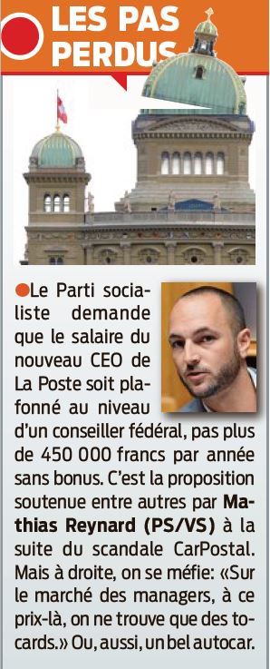 MathiasReynard's tweet photo. C'est le moment de changer de direction à la #Poste. Nos exigences : une culture du service public plutôt qu'un top manager, un salaire ne dépassant pas celui d'un  conseiller fédéral, pas de bonus! Sinon, la Poste continuera d'être  gérée comme une multinationale! https://t.co/MFLhKRFMDn