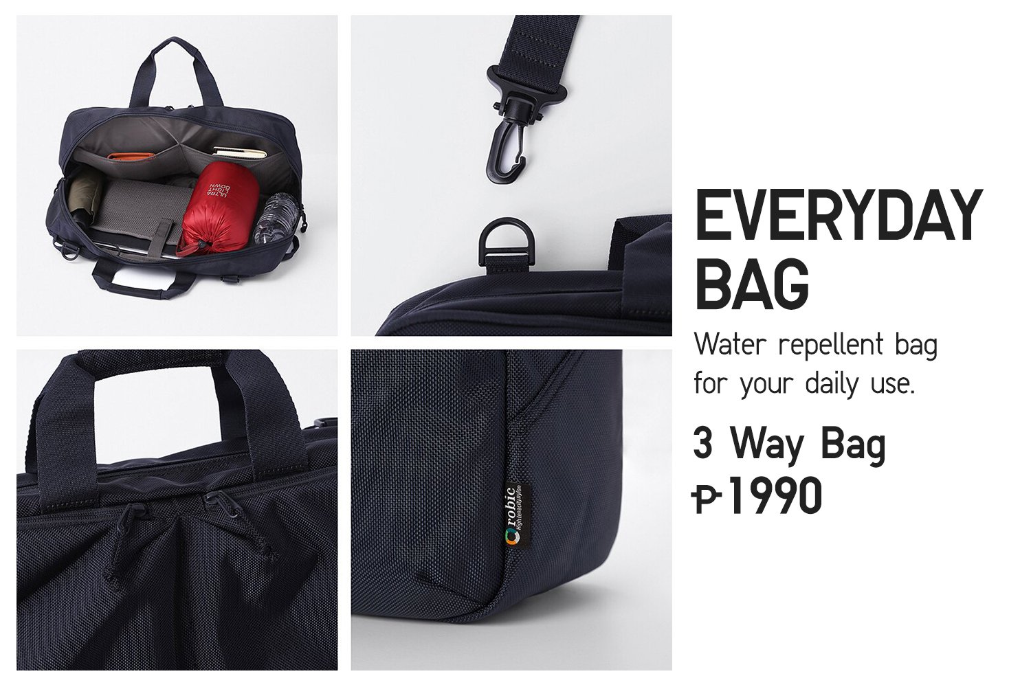 UNIQLO Philippines on X It s the bag you need this rainy season Our lightweight 3 Way Bag not only is water repellent but can transform from briefcase to backpack to shoulder bag