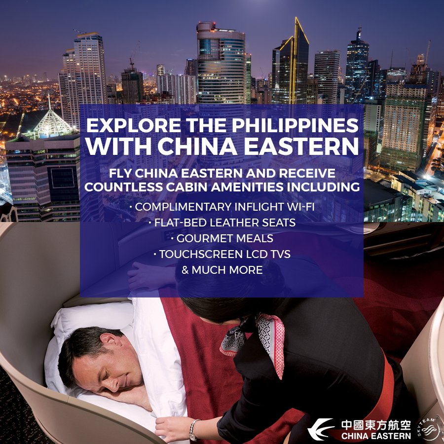 mangotours's tweet image. Kick off the start of summer with a trip to the Philippines, and let @ChinaEasternNA get you there seamlessly. With amenities like personal touchscreen TVs, complete with on-demand movies &amp;amp; TV shows, and complimentary Wi-Fi, you’ll feel at home from takeoff to touchdown. #FlyCEA