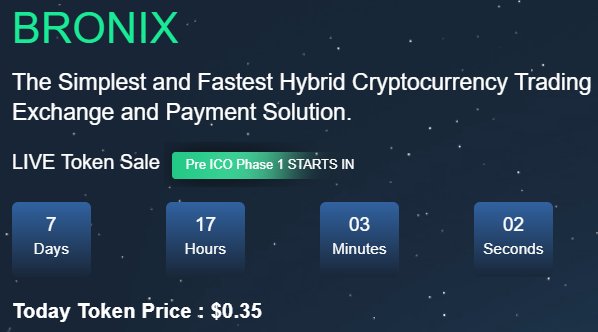 Brnxcoin's tweet photo. Just 7 days left!
There is no better time to join the Bronix Pre ICO Phase 1 and get a 30% bonus instantly.
Sign up Now- https://t.co/Nrxqgevjlw
Tg- https://t.co/UjNda0hhWV
#crypto #cryptocurrency #bronix #brnx #PREICO https://t.co/nkmGolUhQ9
