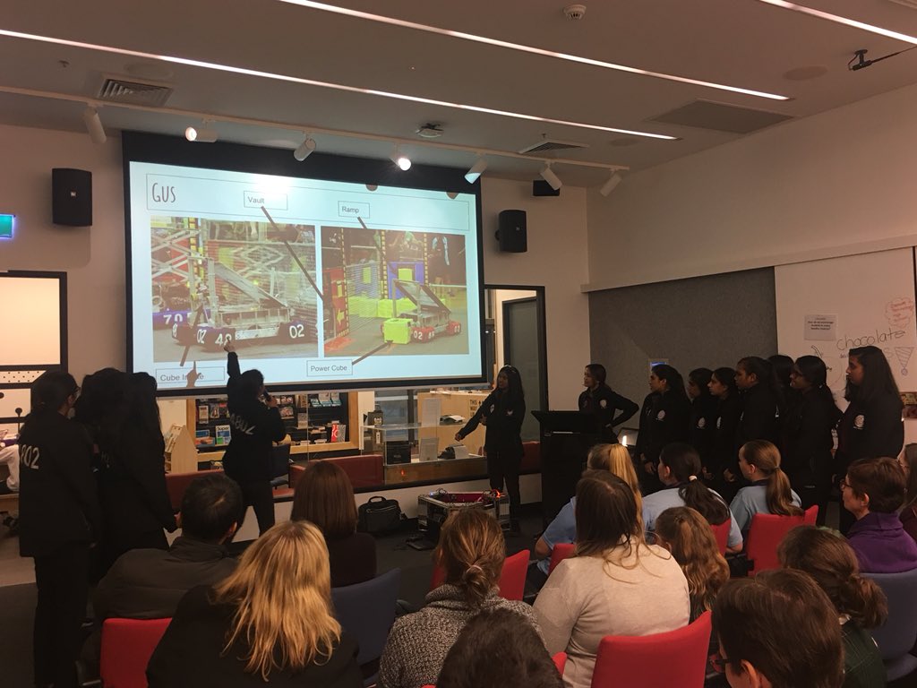 nononoemi's tweet photo. Blacktown Girls High School Team 4802 Unidentified Moving Machines presenting their AMAZING robotics project - just back from @FRCTeams world champs in Houston #ReverseTM @maasmuseum #teamgoals 🤖 https://t.co/H9HRKhUnIy