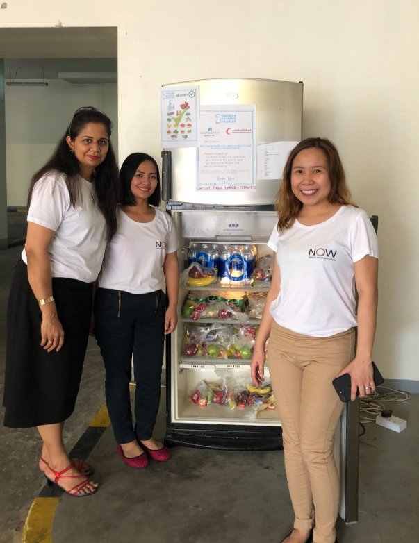 Now_Health's tweet photo. MEET THE TEAM! This week behind the scenes at Now Health International, our Dubai office have been supporting the Ramadan #sharingfridges charity campaign. Staff helped stock fridges with essential food supplies for those less fortunate in the local community. Great work team! https://t.co/zQ4qqLGrym