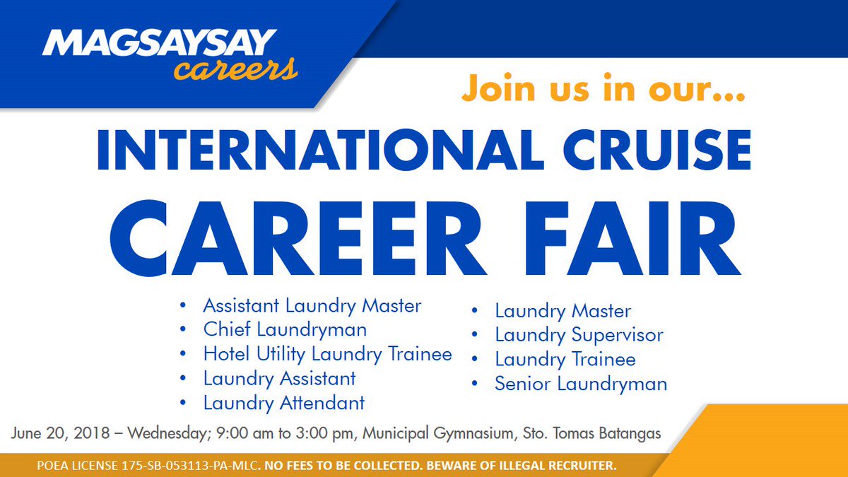 Magsaysay Careers On Twitter Dreaming Of Starting A Career In One Of Our International Cruise Ships Catch Magsaysaycareers On Wednesday 20th Of June 2018 At The Peso Sto Tomas Batangas Mega Job