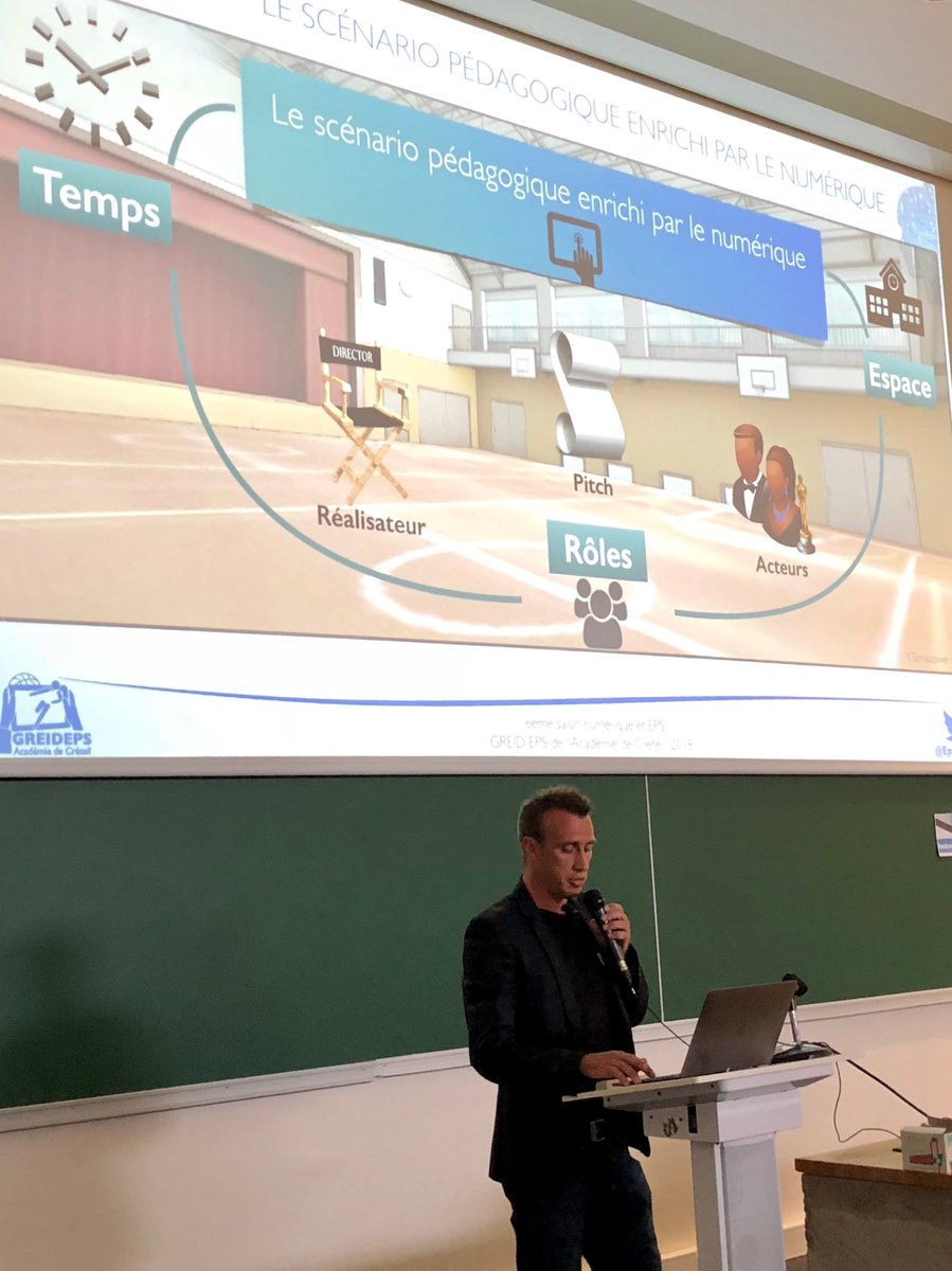 EpsCreteil's tweet photo. Le scénario pédagogique enrichi par le numérique : un réalisateur et ses acteurs - l’enseignant et ses élèves - autour du pitch de la séquence. #salongreid #EPS #numeduc #numerique https://t.co/aKbxta2iOA