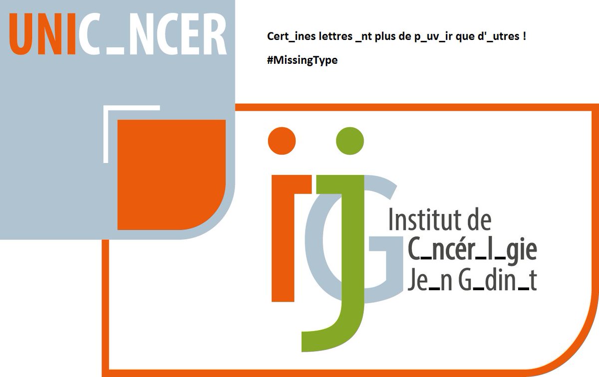 [🗓️14 juin : journée mondiale des donneurs de sang]

M_bilisez-v_us, c_mme l'Institut Je_n G_din_t !

Cert_ines lettres _nt plus de p_uv_ir que d’_utres ! F_îtes un d_n ! 💉

#MissingType #ABO #DonDuSang #EFS #InstitutJeanGodinot #UNICANCER #CLCC