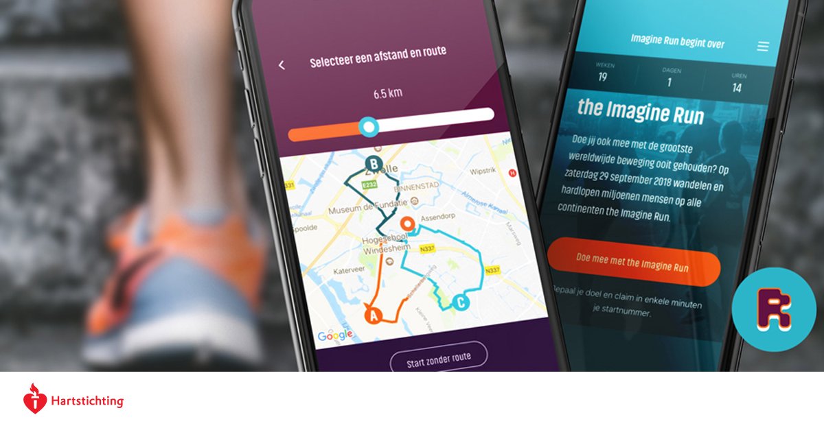 Hartstichting's tweet photo. De Hartstichting lanceert met Imagine Run een gratis app die op een laagdrempelige manier beweging aanmoedigt: https://t.co/LH1L2F4HJG #shareeverystep #Imaginerun https://t.co/TyM4obtZGR