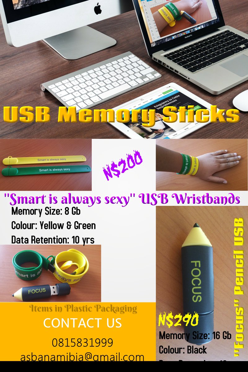 soul_frequency's tweet image. USB MEMORY STICKS:
1. &apos;&apos;SMART IS ALWAYS SEXY&apos;&apos; USB SLAP-ON WRISTBAND: 8 Gb - N$200 

2. &apos;&apos;FOCUS&apos;&apos; PENCIL STYLE USB: 16 Gb - N$290
 
DATA RETENTION: 10 yrs
WARRANTY: Lifetime
PACKAGING: Plastic
CALL: 081 583 1999

#USBSticks
#MemorySticks
#USB
#Namibia
facebook.com/amethystsmartb…
⚫️