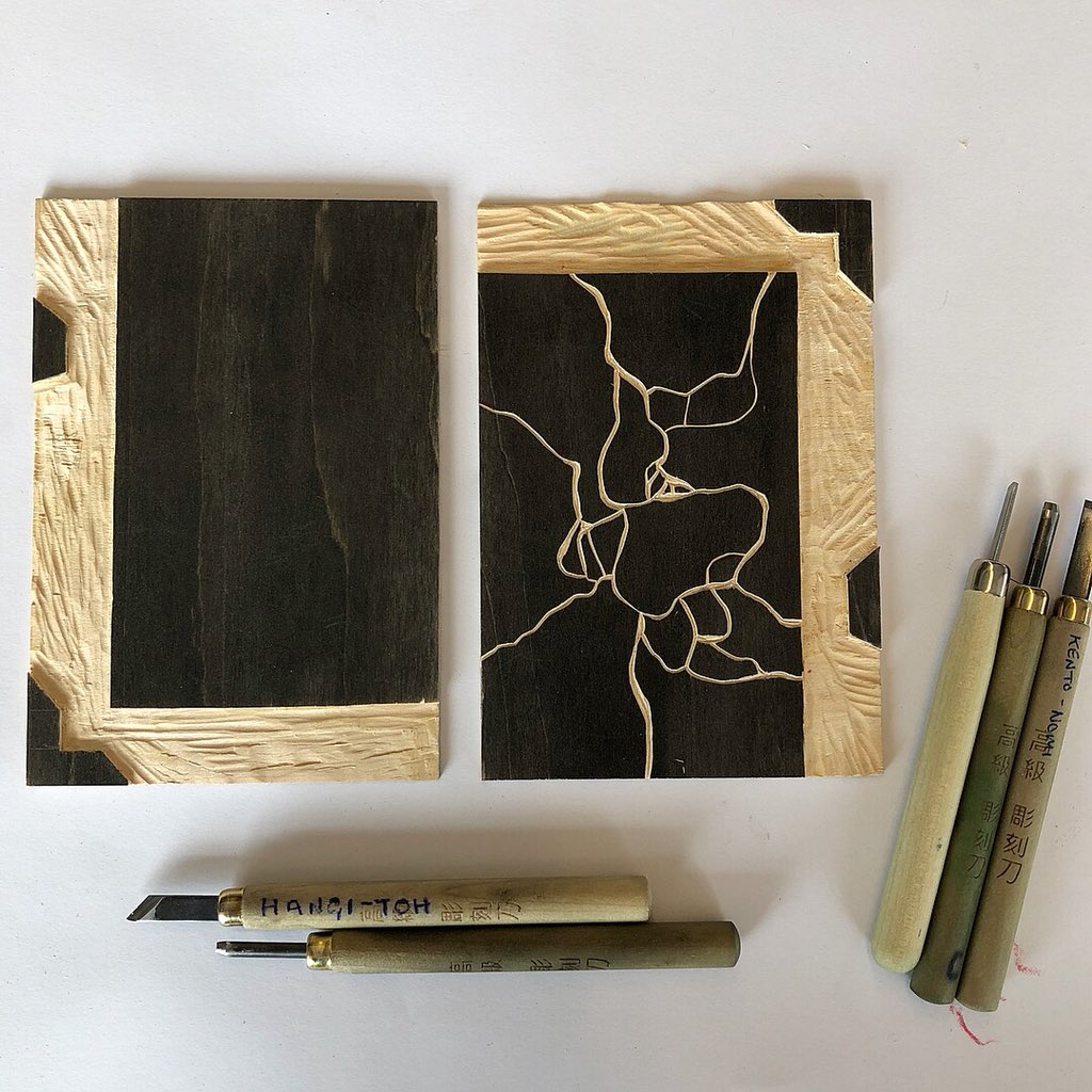 SusanGunnArtist's tweet photo. I loved Lucy’s @BattenburgPress woodblock printing course @HotBedPress I’ve been intrigued about the process since meeting Lucy and identifying similar threads in our approach to making work @MDP_info #studiobook17 #Mokuhanga https://t.co/uvsjNPAw4l