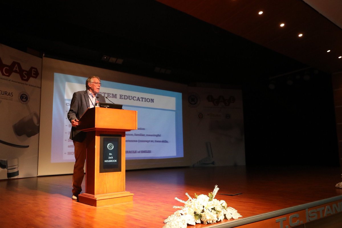 EgitimIau's tweet photo. Our keynote speaker from Estonia, Dr. Jack Holbrook, was giving his speech about "Promoting STEM Education through StudentMotivation, Inquiry Based Learning, and Education through SMILES" at the firstday of @WorldSTEMed #WSEC2018 #STEM @hamideertepinar @DevrimAkgunduz @IAUKampus https://t.co/GCuXaShgny