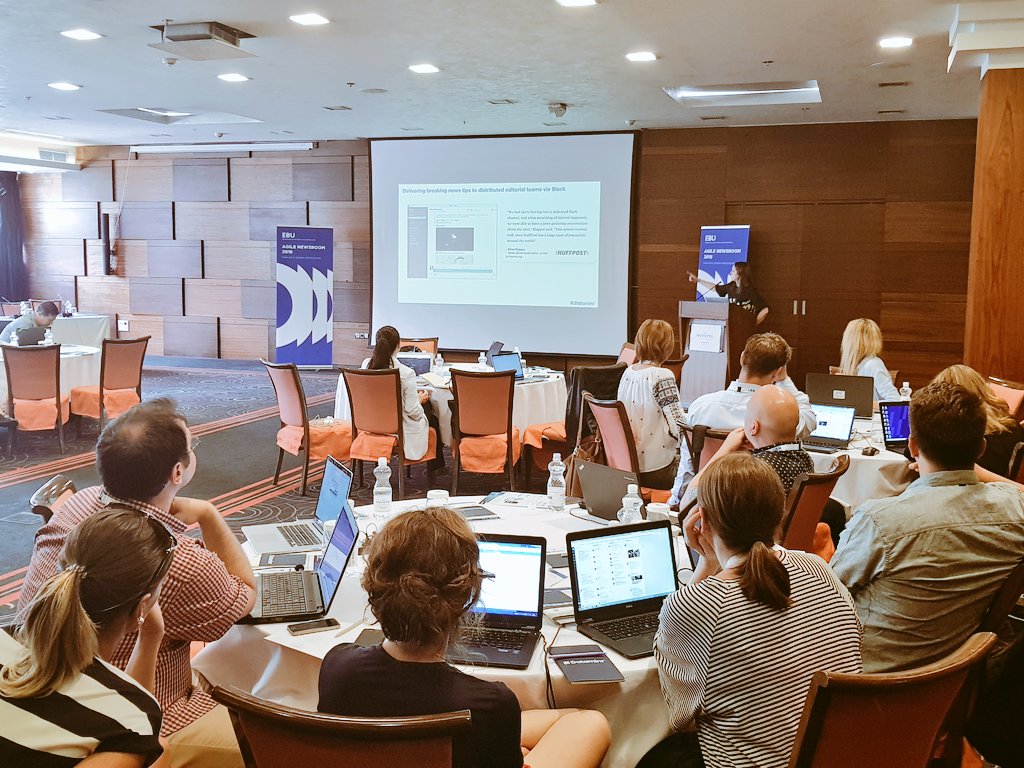 kirstendewar's tweet photo. @Dataminr is at the @EBU_HQ Agile Newsroom in Sarajevo with @MeghanLPlambeck presenting the tool to the journalists ahead of their social newsgathering session. #EBUAgile https://t.co/IjcfqO4tZP