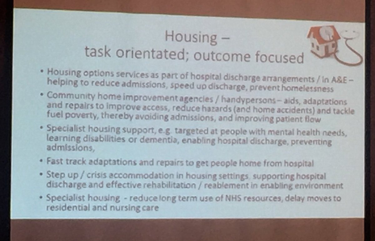 What exactly can housing offer health to support hospital discharge? @SkidmoreClare articulates it clearly #HealthandHousing @HousingLIN @NHSEngland