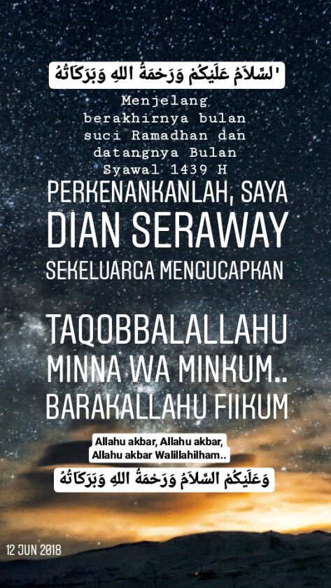 DianSeraway's tweet photo. Mohon Maaf Lahir dan Batin https://t.co/MPX5F9uvFI