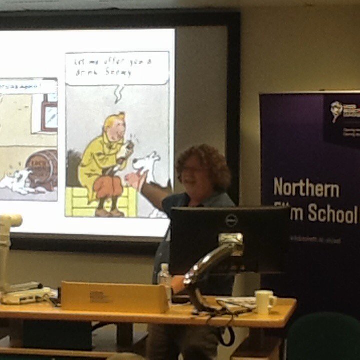 LeedsArtsRC's tweet photo. Own own @DrStevenGerrard presents the last paper of the fantastic #TintinLBU conference at @LeedsBeckett with a paper on Snowy the real hero of Tintin #Tintin #Snowy #Hergé https://t.co/QVEI0qrTKx