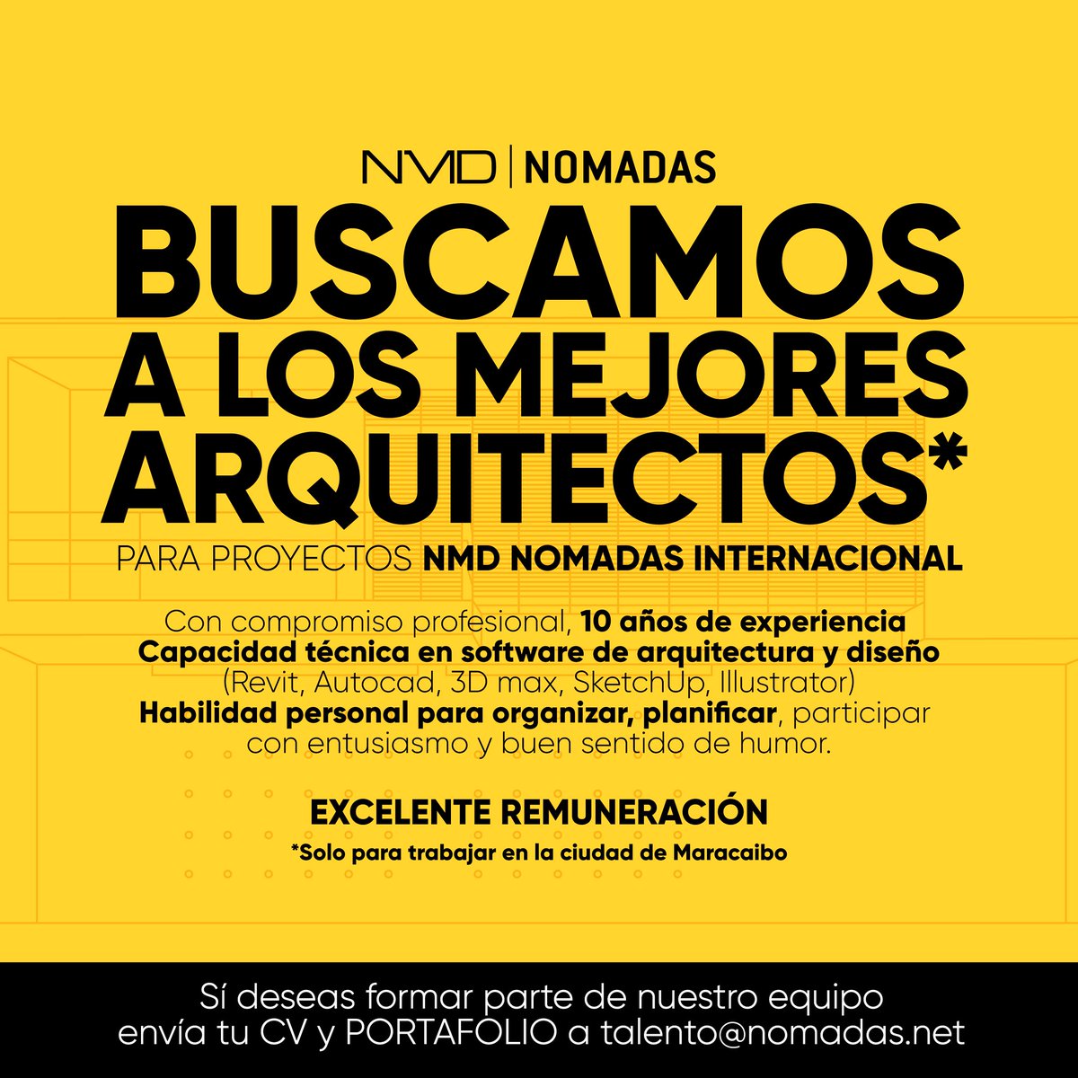 nmdnomadas's tweet photo. BUSCAMOS A LOS MEJORES ARQUITECTOS
Envía tu CV y Portafolio a talento@nomadas.net https://t.co/7Q2j9LKzF5