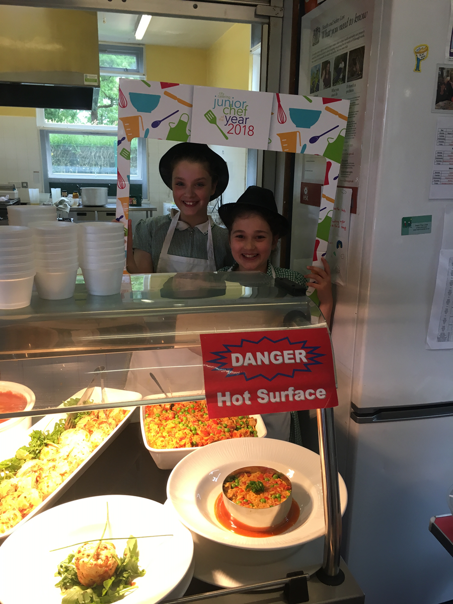 City_Catering's tweet photo. What a great job these two young chefs have done! Mina produced her Staffordshire Sausage Paella and Isabel her Cheese and Bacon Muffins. Feedback from pupils was very good. @StokeLearning @GreenwaysSOT #JCOTY18 https://t.co/QX77fwCH3r https://t.co/Ok2mva8EyG