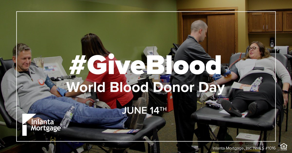 InlantaMortgage's tweet photo. We want to thank all of those who have donated blood to help save lives on this World Blood Donors Day! #GiveBlood #WorldBloodDonorDay2018 https://t.co/6ghliUj2NJ