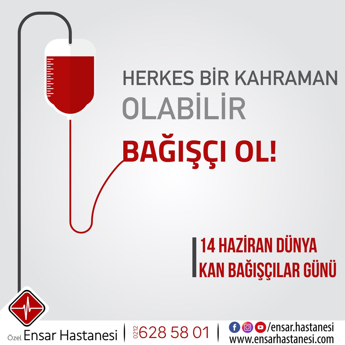 BAĞIŞÇI OL! #dünyakanbağışçılarıgünü #14haziran #kan #bağış #BağışçıOl 
#sağlık #hayat #ensarhastanesi