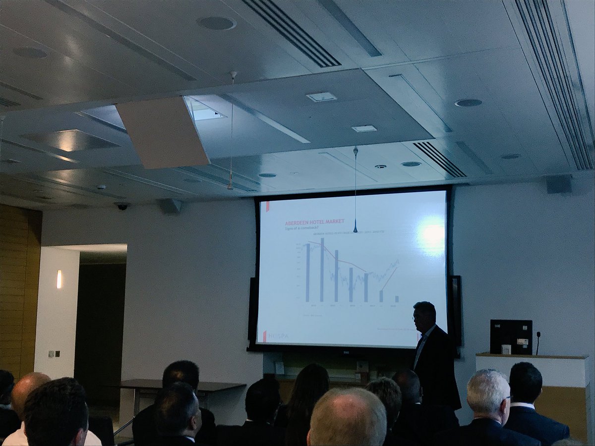 Robert Barnard <a href="/BDOhospitality/">BDOhospitality</a> partner, talks today at <a href="/HOSPAtweets/">HOSPA</a> Finance Update about Aberdeen's hotel market, making a comeback in the first quarter of 2018 as oil prices improve