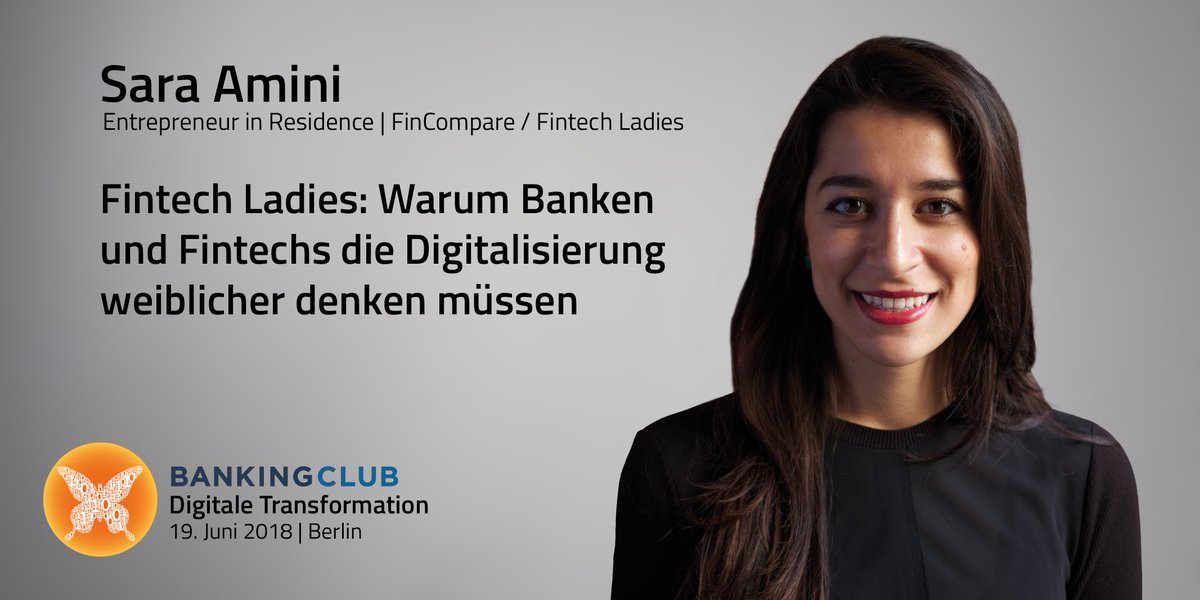 BANKINGCLUB's tweet photo. Sara Amini @FintechLadies beantwortet die Frage, warum Banken und Fintechs die #Digitalisierung weiblicher denken müssen. Tickets für #ditra18 am 19.06. in Berlin unter https://t.co/DfDPkyTteL | #DigitaleTransformation #Fintech #Banking https://t.co/E3QQV5ls7L