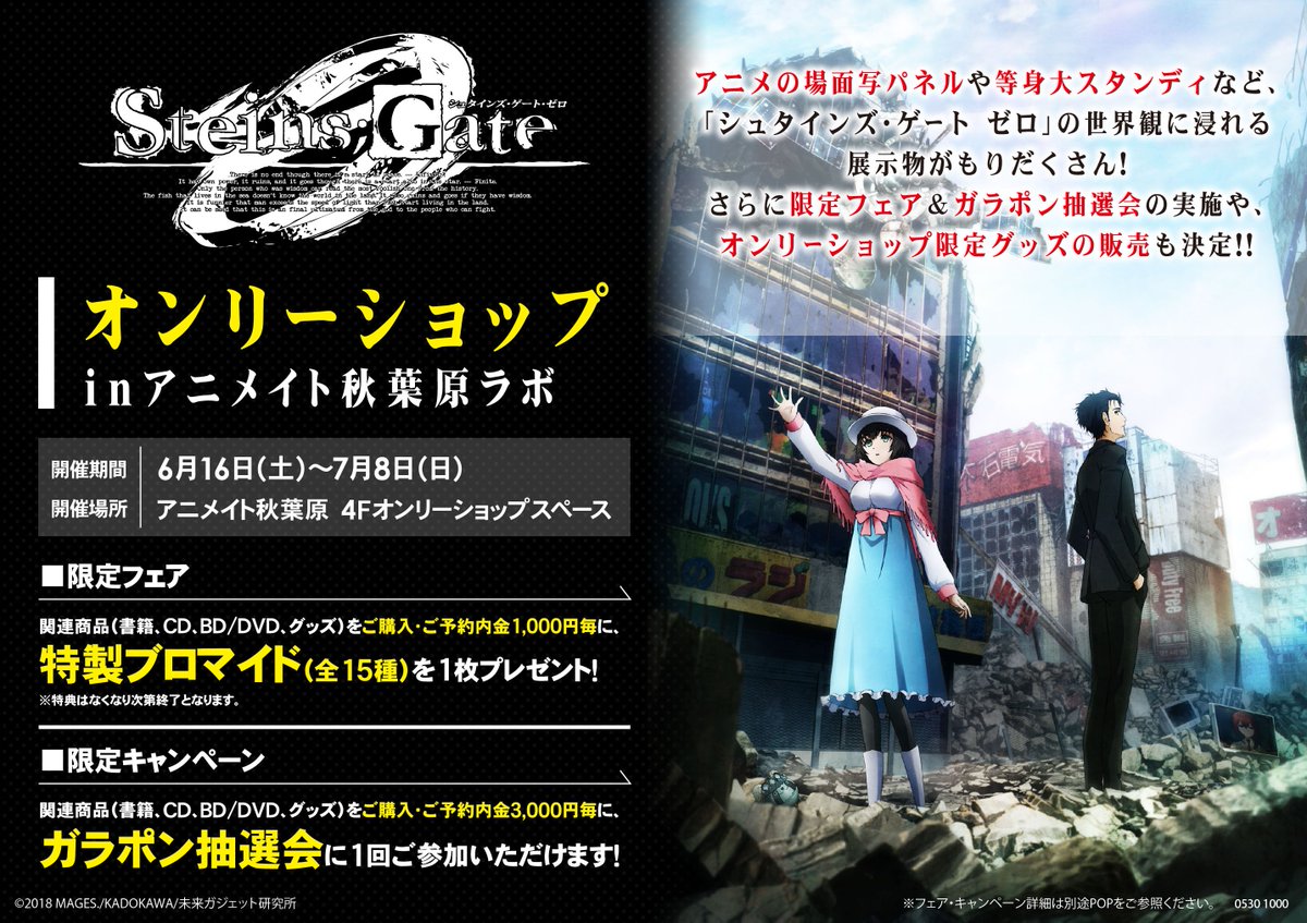 TVアニメ「シュタインズ・ゲート」Blu-ray BOX、特典ブックレットの内容を公開！｜TVアニメSTEINS；GATE公式ブログ シュタインズゲート　劇場版　ポスター　アニメイト限定