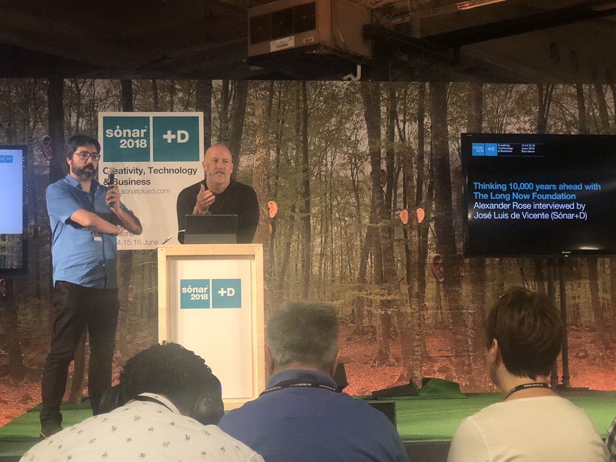 longnow's tweet photo. “Ultimately we’re creating a story- a myth that could hopefully outlast the clock by thousands of years.” -@zander on @longnow #SonarD2018 https://t.co/6gMQXAxgRf