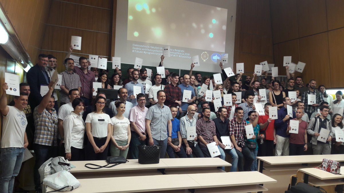 UNDPSerbia's tweet photo. Congratulations to the first generation of students who completed their IT training on @ETF_Beograd #ITobuke #programiranje @SerbianGov @kancelarijaITE #SDG4 #QualityEducation #SDG8 #EconomicGrowth & decent work for all https://t.co/Tx96RHUkhE