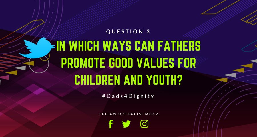 Africa_YMCA's tweet photo. On to the fourth, with regards to fathers and their children, how can they promote good values that will have a positive influence among their children and the young people who aspire to be fathers out there as well. #fathersday #Dads4Dignity https://t.co/qxsFimd5ad