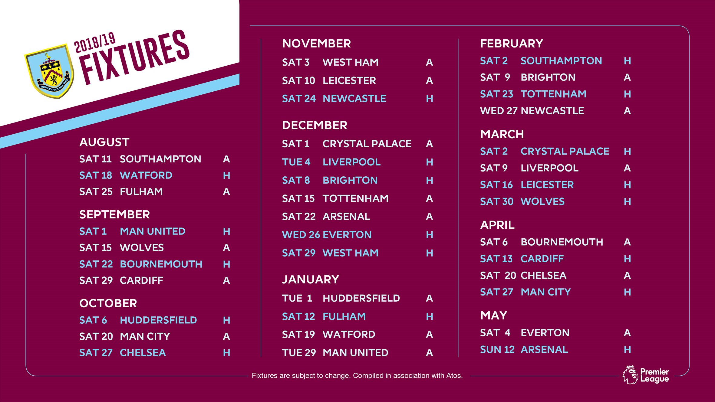 Burnley fc fixtures hotsell