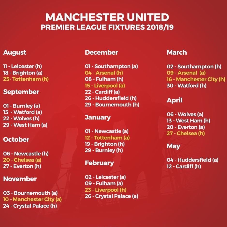 manchester united fixtures