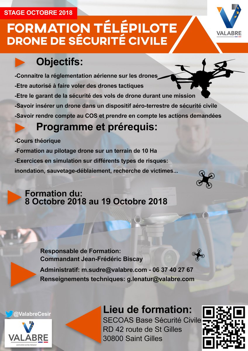 Formation n°2 Télépilote Drone de Sécurité Civile du 8 au 19 octobre 2018 - BASC Nîmes-Garons - inscriptions ouvertes !! #drone #SecuriteCivile #nîmesgarons #valabre