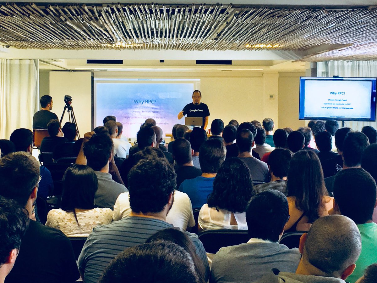 eDreams_ODIGEO's tweet photo. Ongoing inspirational talk for #eDOTech. @saturnism sharing his experience on #gRPC, Google’s own open-source framework for Remote Procedure Calls #HQ #Barcelona https://t.co/QURlURHiGm