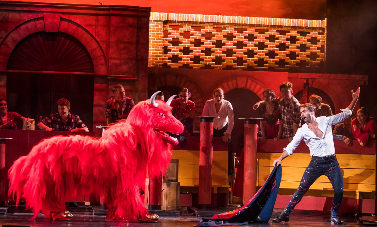 Trioperas's tweet photo. #Escamillo the #Toreador faces off against the almighty #bull. #TriOperas - Now showing at the @peacocktheatre #opera #theatre #music #art #Carmen 
Book Tickets: https://t.co/r1y3EKDh9v https://t.co/8j5uHaD3ob