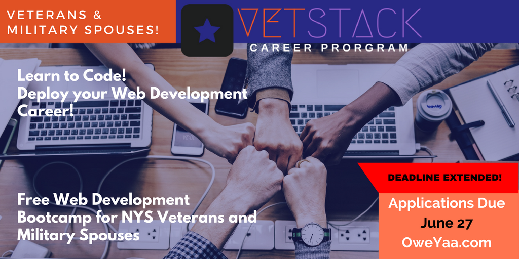 OweYaa's tweet photo. 📢Free #CodingBootcamp for #Vets &amp; #MilSpouse 📢 - https://t.co/X0yhvpYPp4 #LearntoCode #NY #WebDevelopment https://t.co/7udoP6XZTe