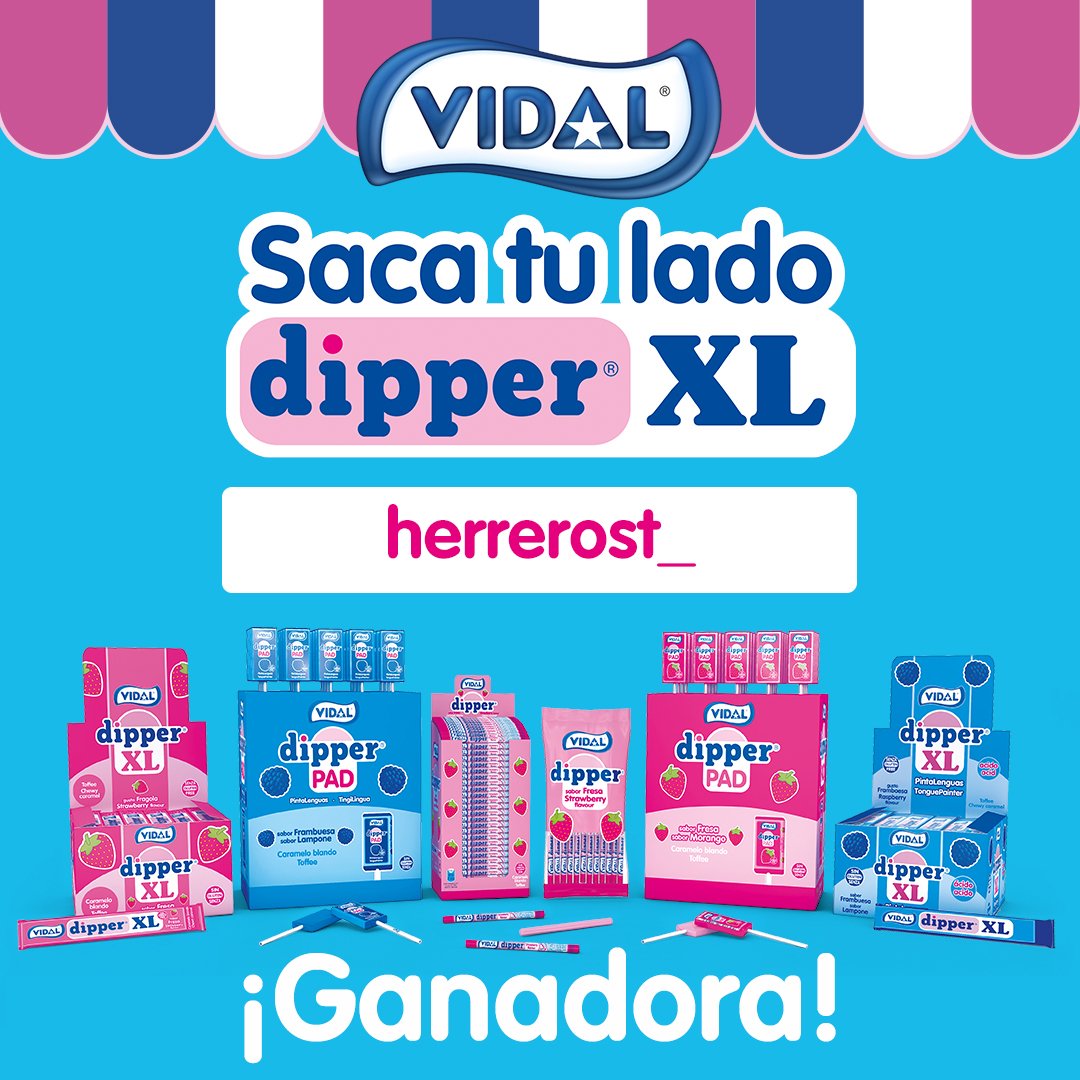 Vidal_Golosinas's tweet photo. ¡Enhorabuena @herrerost_ porque es el ganador de un pack Dipper por participar en el sorteo de la #Dippermania! 
💙😛👏🎉💃 https://t.co/kUsPtdhjrV