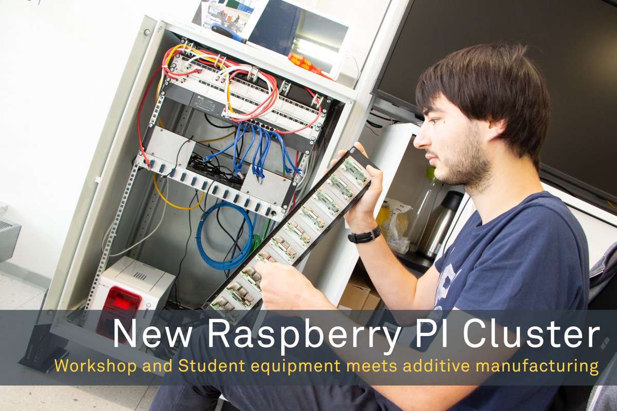 SmartFactoryOWL's tweet image. #Trainee at work: Marcel is setting up the new #RaspberryPICluster for #Workshops and #StudentWorks. It has been manufactured by a #3DPrinter to fit in 19 inch Rack.
@HochschuleOWL #inIT