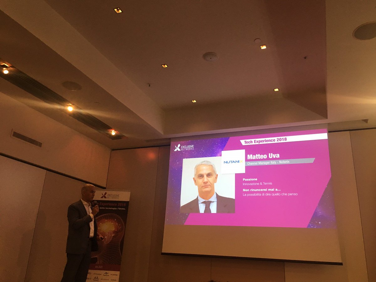 EXN_IT's tweet photo. Matteo Uva, @nutanix al #TechExperience2018: “Perfect Imperfections”. Vedere l’invisibile. Creare nuovi percorsi. https://t.co/IGSImGHLcE
