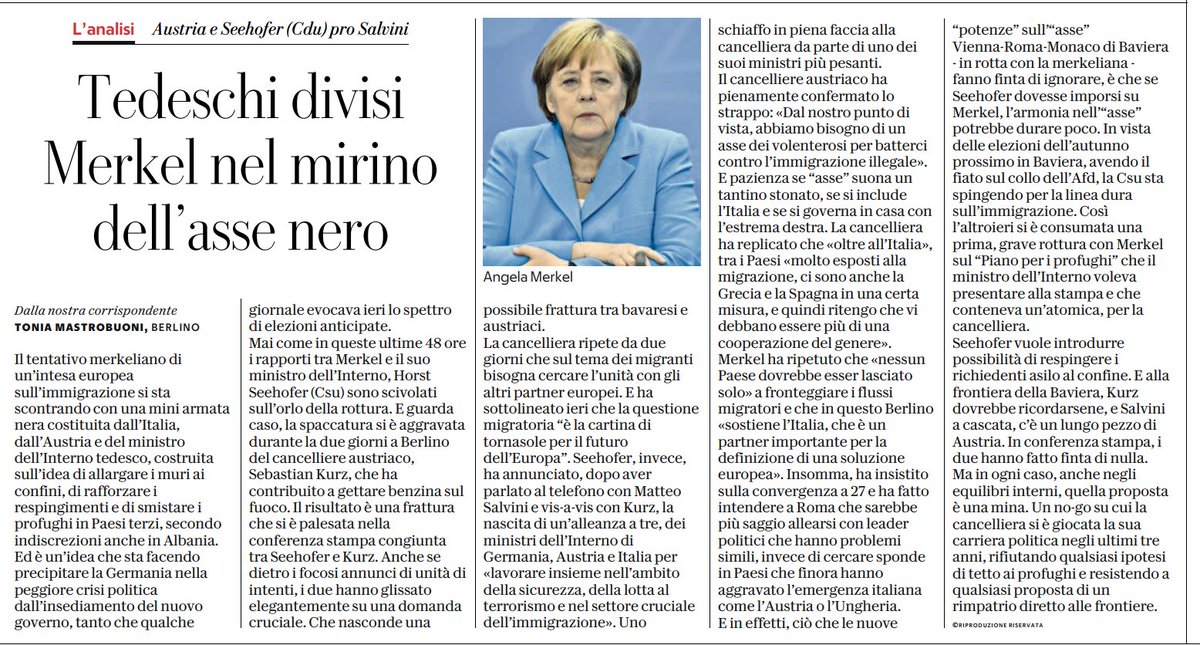 #Merkel nel mirino, teme asse #Vienna #Roma #MonacodiBaviera da #Repubblica
